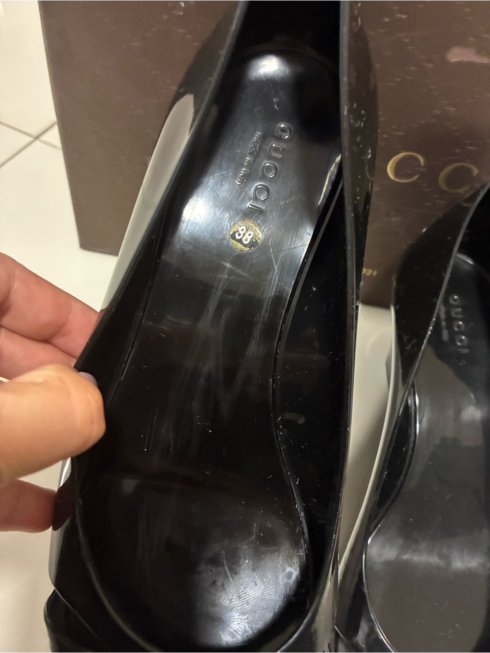 Gucci Marola Black Jelly GG Peep Toe Wedge Sandals Size 38 US 8 Like New Box - Picture 13 of 17